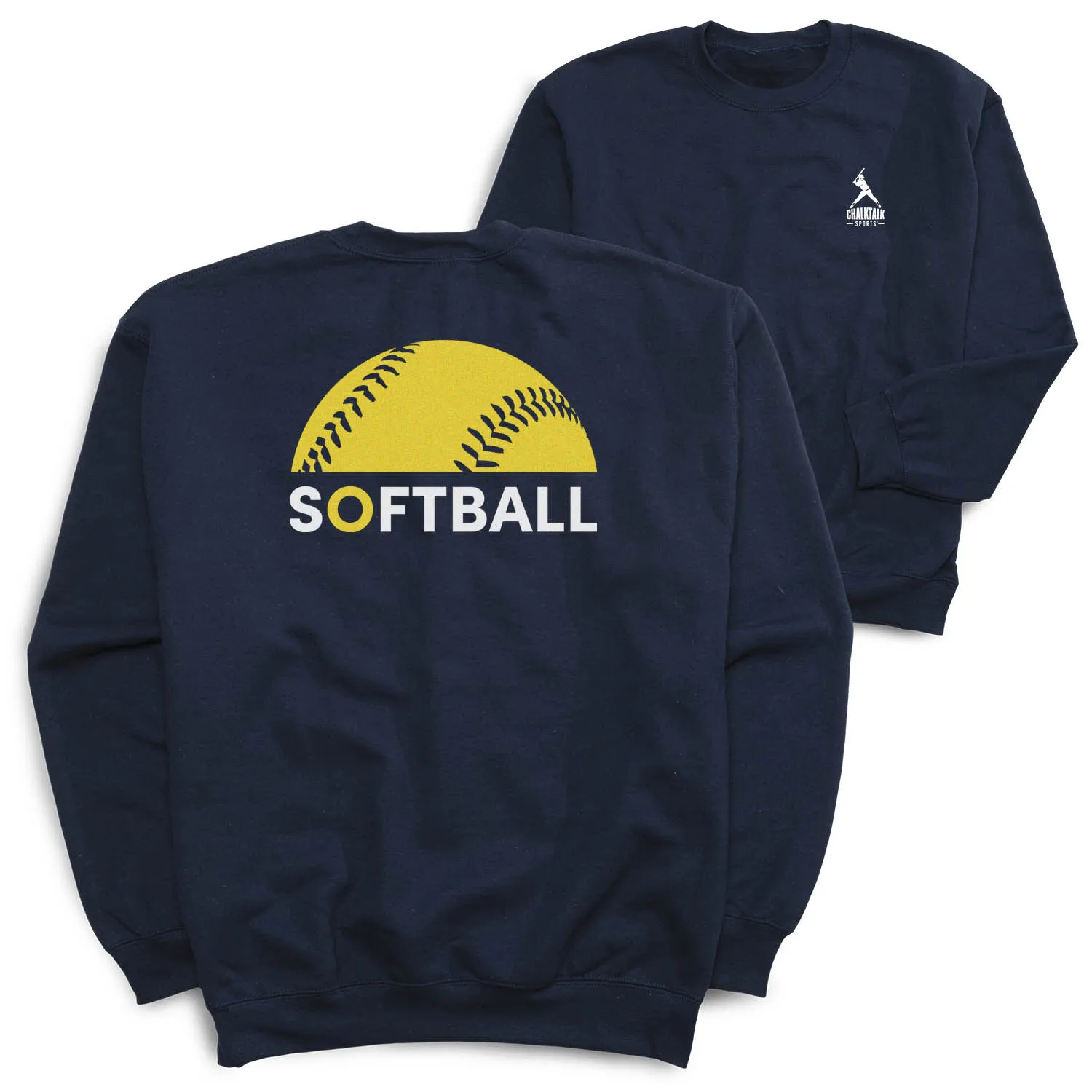 Softball Crewneck Sweatshirt - Modern Softball (Back Design) 